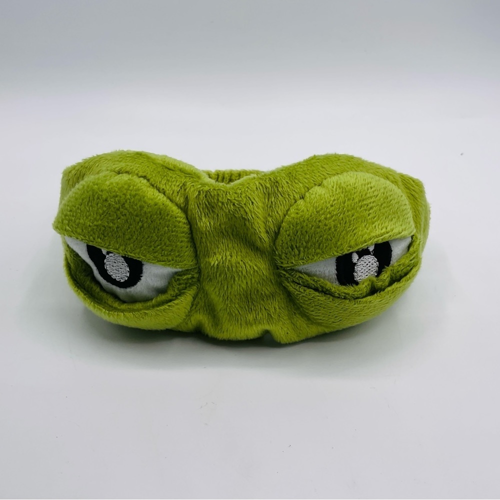 Pepe Frog Eye Mask Sleep Soft Padded Shade Cover Relax Travel Airplane Green